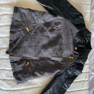 Therapy brand/ Leather jacket- Black & Grey / Size Medium/